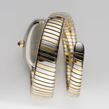 35mm Tubogas Single Spiral Steel and 18k YG Diamond Bezel Silver Dial