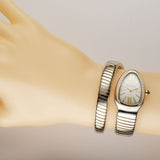35mm Tubogas Single Spiral Steel and 18k YG Diamond Bezel Silver Dial