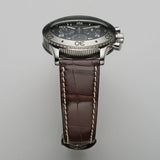 39mm Transatlantique Flyback Chrono Steel Black Dial