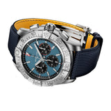46mm B01 Chronograph Blue Dial Titanium Blue Leather Strap