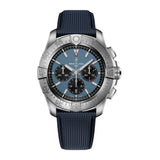 46mm B01 Chronograph Blue Dial Titanium Blue Leather Strap