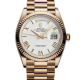 36mm 18k Everose Gold President White Dial