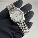 36mm Steel White Roman Dial Fluted Bezel Jubilee