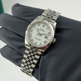 36mm Steel White Roman Dial Fluted Bezel Jubilee