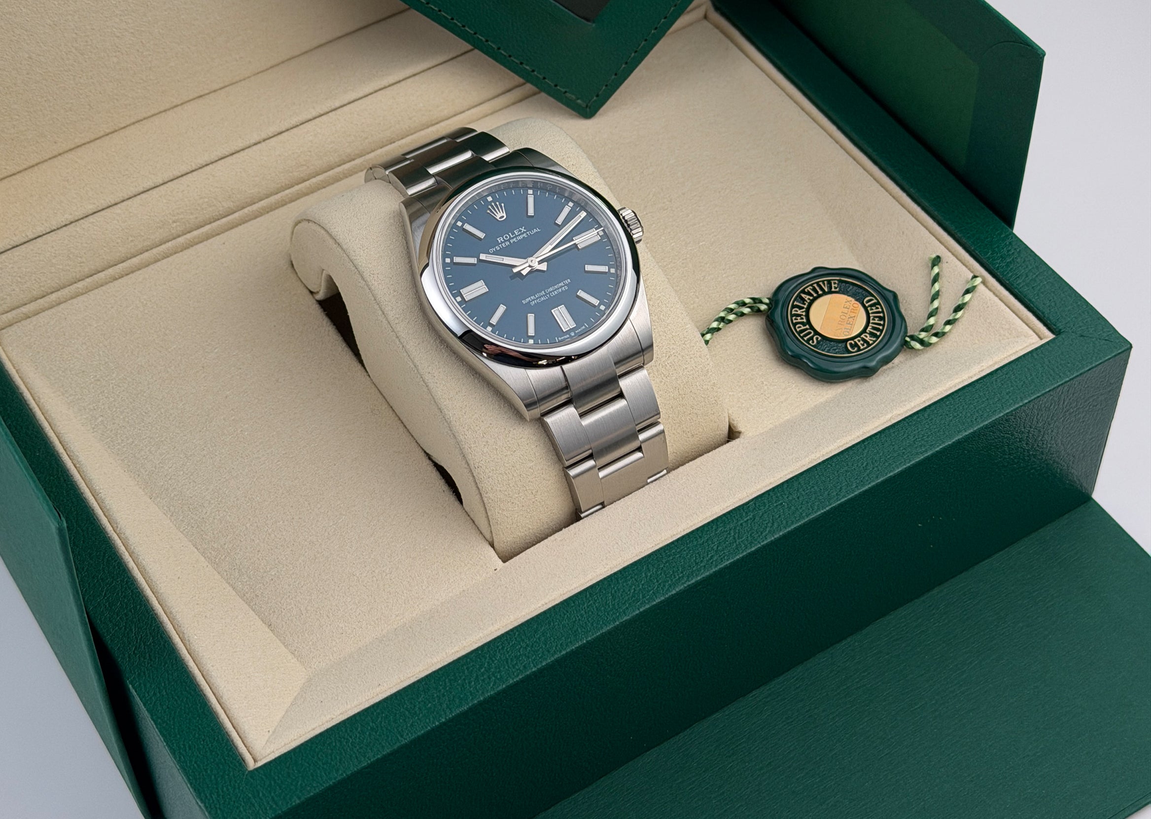 Rolex Oyster Perpetual 41mm No-Date Med Blue Index Dial 134300