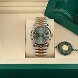 36mm Steel and 18k YG Olive Green Diamond Dial