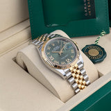 36mm Steel and 18k YG Olive Green Diamond Dial