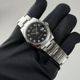 36mm Steel Black Diamond Dial Fluted Bezel Oyster