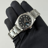 36mm Steel Black Diamond Dial Fluted Bezel Oyster
