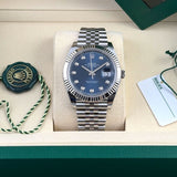 41mm Steel Blue Diamond Dial Fluted Bezel Jubilee