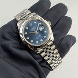 41mm Steel Blue Diamond Dial Fluted Bezel Jubilee