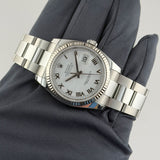 36mm Fluted Bezel Steel White Roman Dial