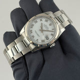 36mm Fluted Bezel Steel White Roman Dial