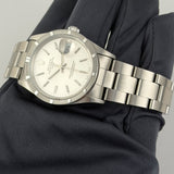 34mm Vintage Date Engine Turned Bezel Silver Dial