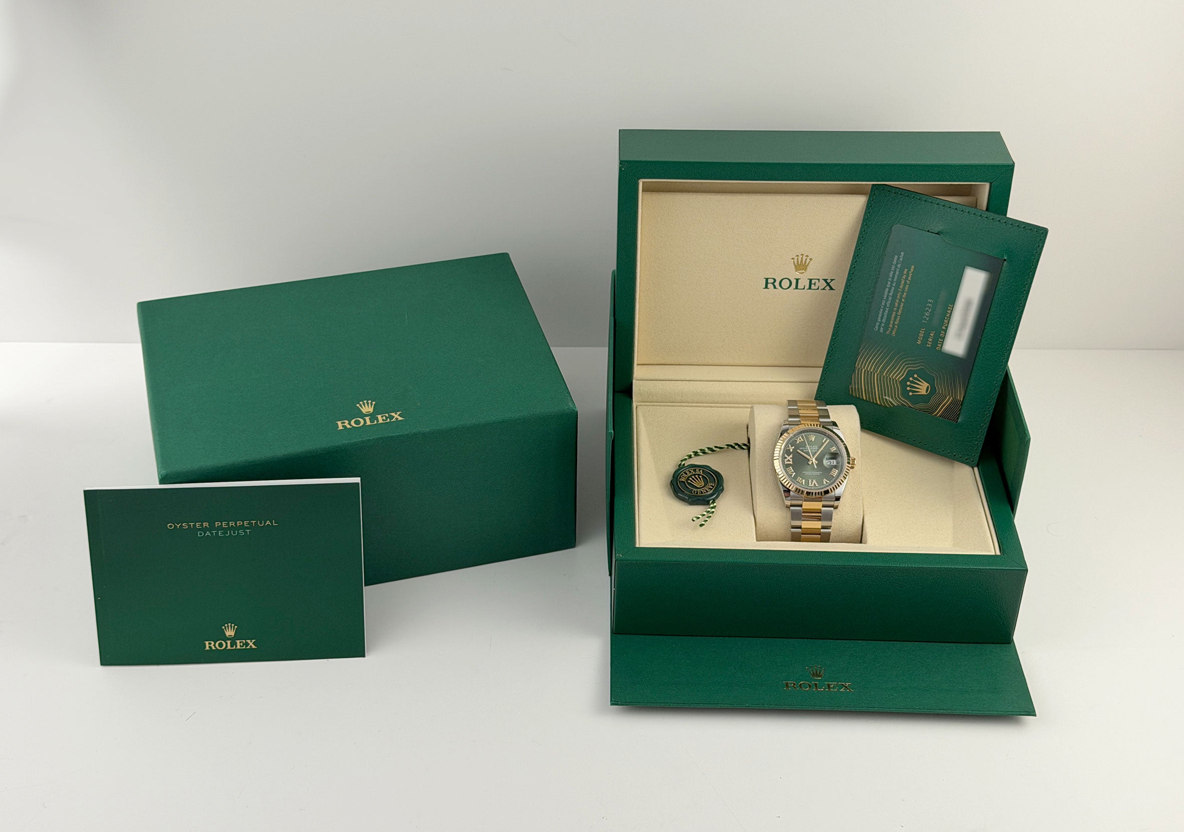Rolex Datejust 36 Steel and 18k YG Olive Green Diamond Dial 126233