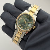 36mm Steel and 18k YG Olive Green Diamond VI & IX Dial Oyster