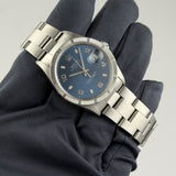 34mm Vintage Date Engine Turned Bezel Blue Dial