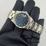 34mm Vintage Date Engine Turned Bezel Blue Dial