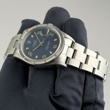 34mm Vintage Date Engine Turned Bezel Blue Dial