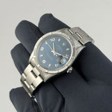 34mm Vintage Date Engine Turned Bezel Blue Dial