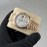 36mm 18k Everose Gold President White Dial