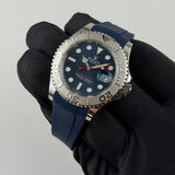 40 Steel Blue Dial Platinum Bezel RubberB