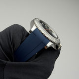 40 Steel Blue Dial Platinum Bezel RubberB
