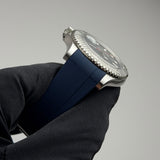 40 Steel Blue Dial Platinum Bezel RubberB