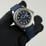 40 Steel Blue Dial Platinum Bezel RubberB