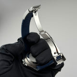 40 Steel Blue Dial Platinum Bezel RubberB