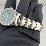 34mm Vintage Date Steel Engine Turned Bezel Blue Dial