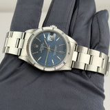 34mm Vintage Date Steel Engine Turned Bezel Blue Dial