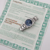 34mm Vintage Date Steel Engine Turned Bezel Blue Dial
