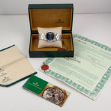 34mm Vintage Date Steel Engine Turned Bezel Blue Dial