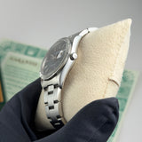 34mm Vintage Date Steel Engine Turned Bezel Blue Dial