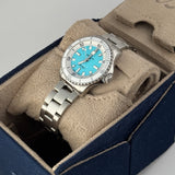 36mm Auto Turquoise Dial Steel Bracelet