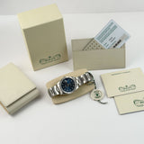 34mm Vintage Date Engine Turned Bezel Blue Dial