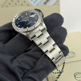 34mm Vintage Date Engine Turned Bezel Blue Dial