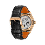 40mm 18k Rose Gold Automatic Black Dial On Black Strap