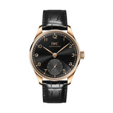 40mm 18k Rose Gold Automatic Black Dial On Black Strap