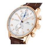 41mm 18k Rose Gold Chronograph Silver Plated Dial