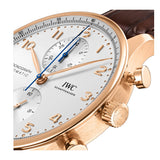 41mm 18k Rose Gold Chronograph Silver Plated Dial