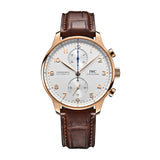41mm 18k Rose Gold Chronograph Silver Plated Dial