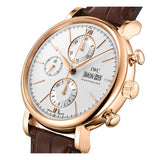 42mm 18k Rose Gold Chronograph Silver Plated Dial