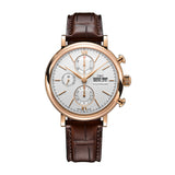 42mm 18k Rose Gold Chronograph Silver Plated Dial