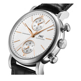 39mm Stainless Steel Chronograph Silver Dial On Black Strap