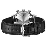 39mm Stainless Steel Chronograph Silver Dial On Black Strap