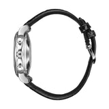 39mm Stainless Steel Chronograph Silver Dial On Black Strap