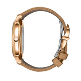 37mm Rose Gold Silver Plated Diamond Dial On Beige Strap