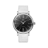 37mm Stainless Steel Black Diamond Dial On White Strap